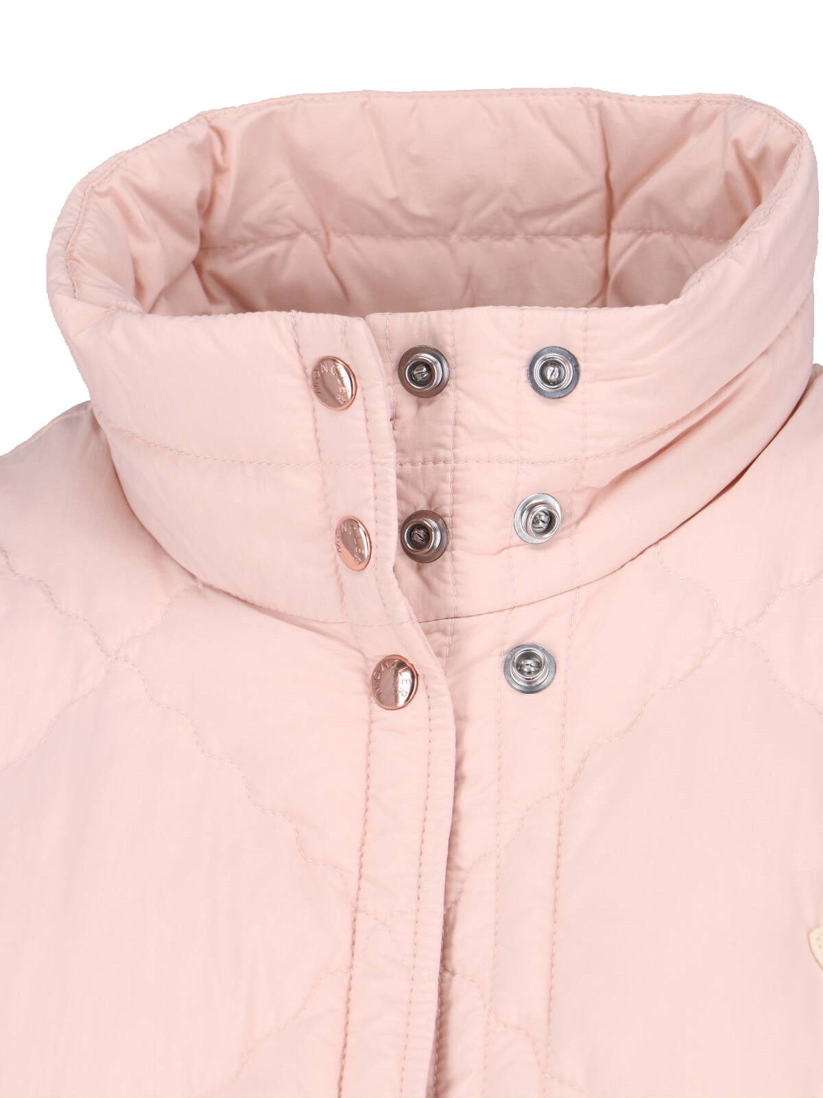 Pink Padded High-Collar Quilted Vest