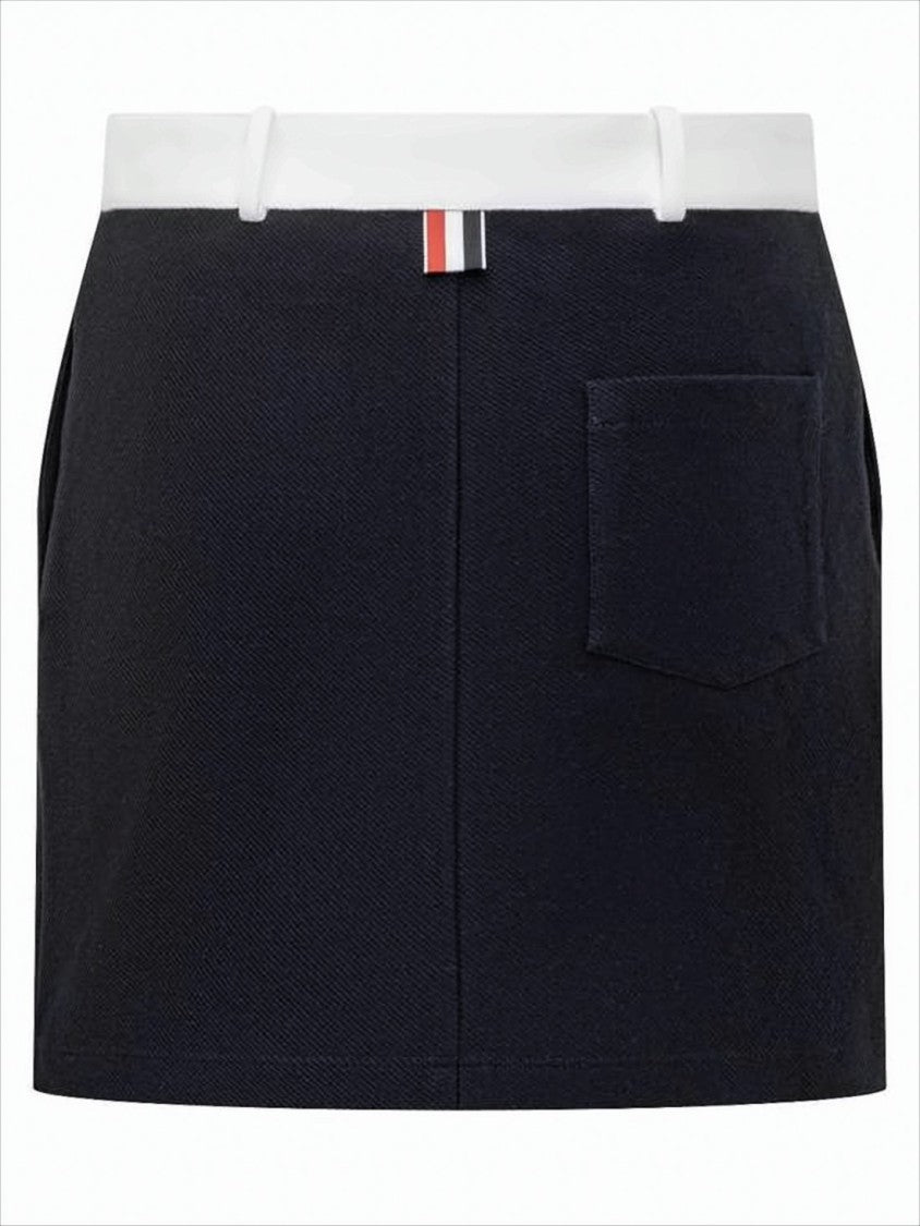 Structured Mini Skirt with Contrast Waistband and Signature Details