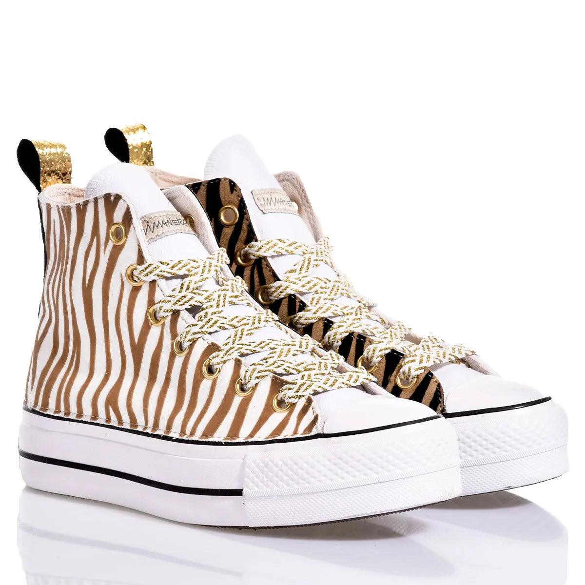 High-Top Platform Sneakers with Striking Zebra Print Detail