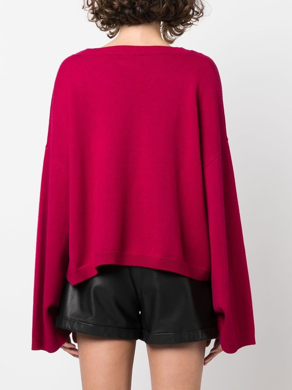 Embroidery Logo Relaxed Cropped Wool Sweater