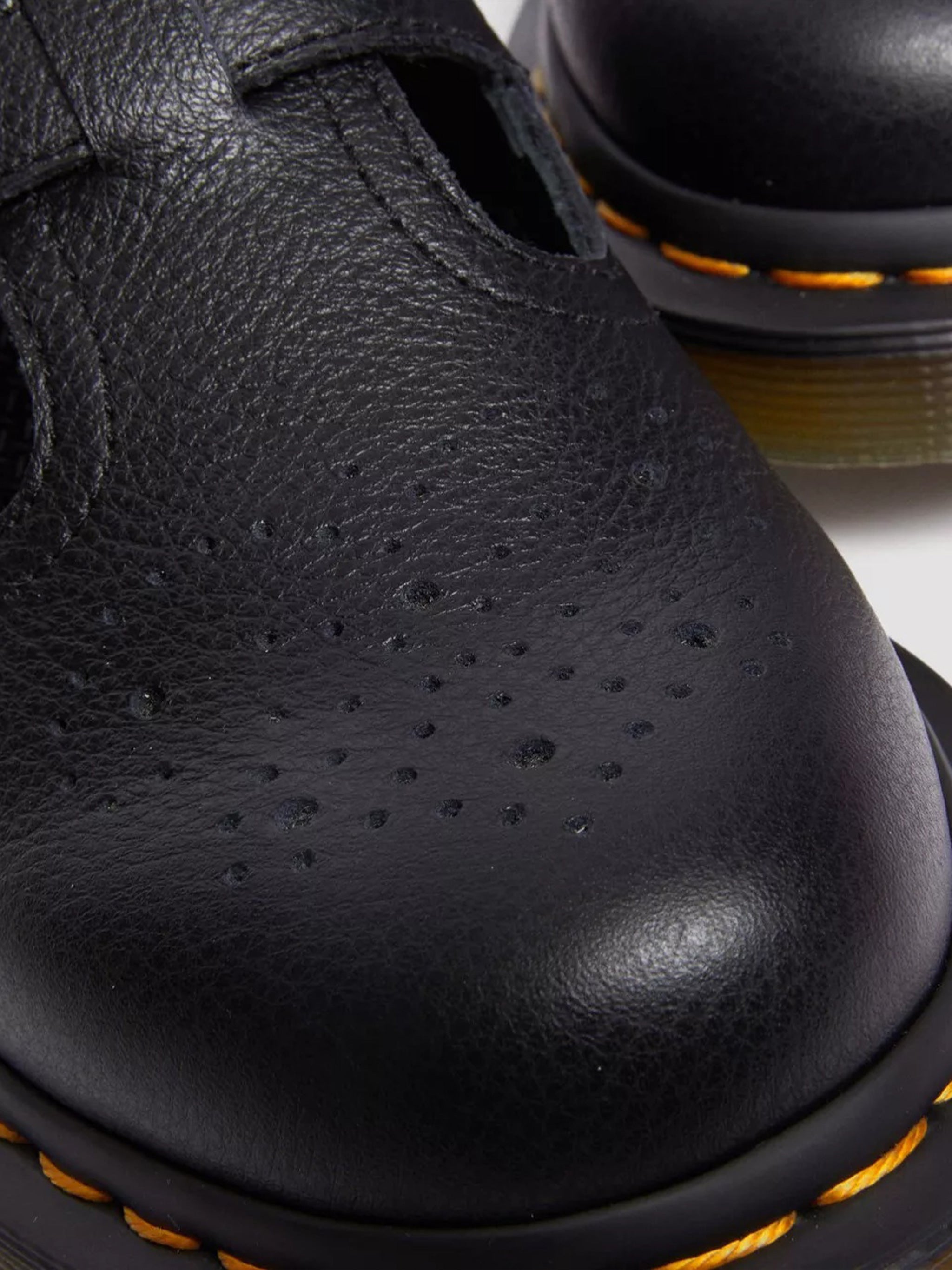 8065 Perforated Black Leather Mary Janes