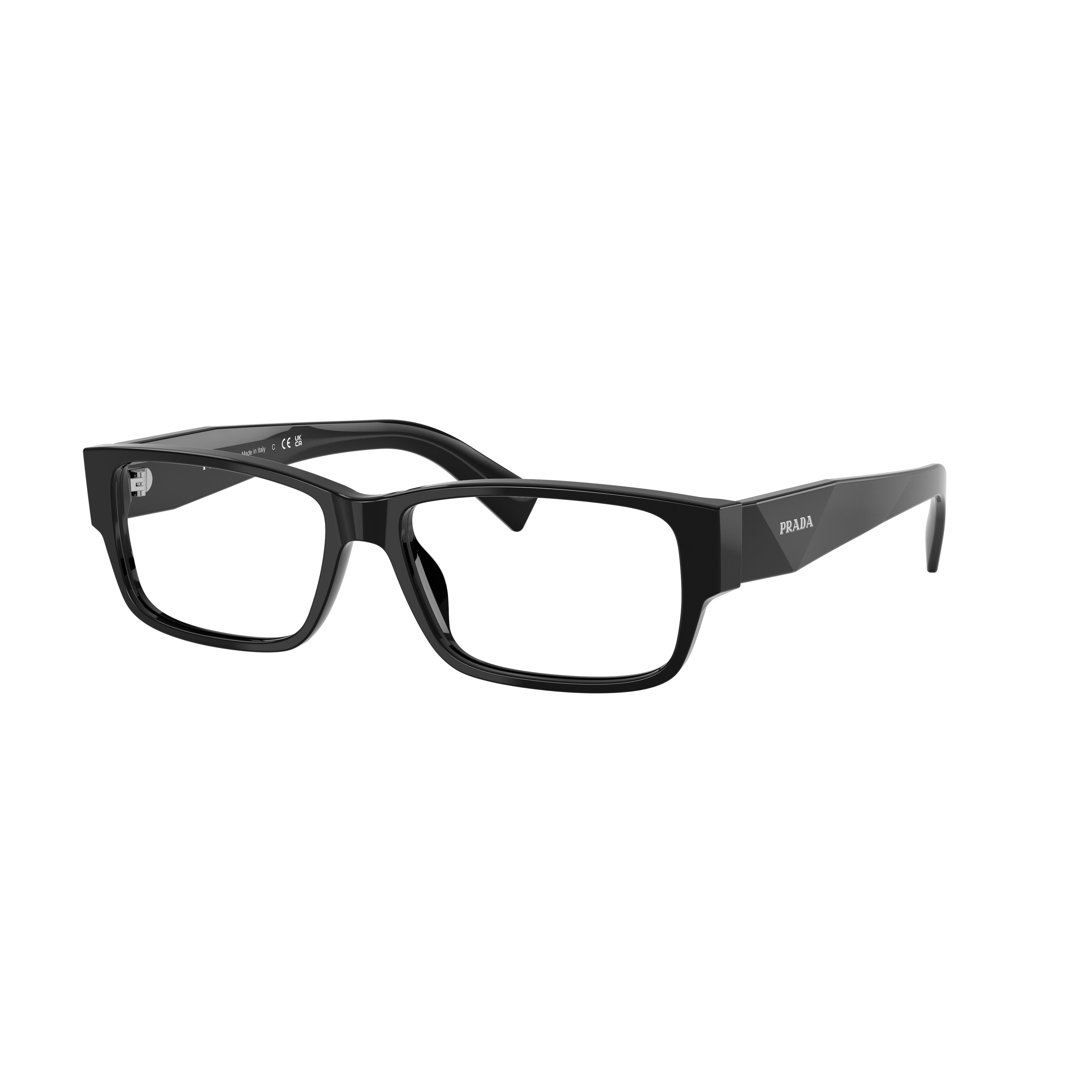 0pr B09v Glossy Black Acetate Rectangular Sunglasses