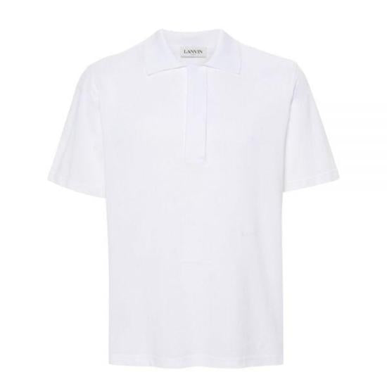 Classic White Polo Shirt with Buttonless Placket