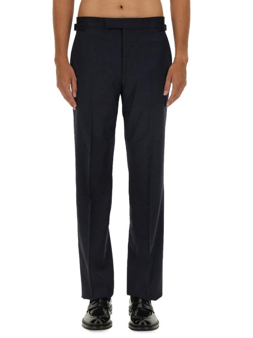 Straight-Leg Tailored Black Pants With Classic Waistband