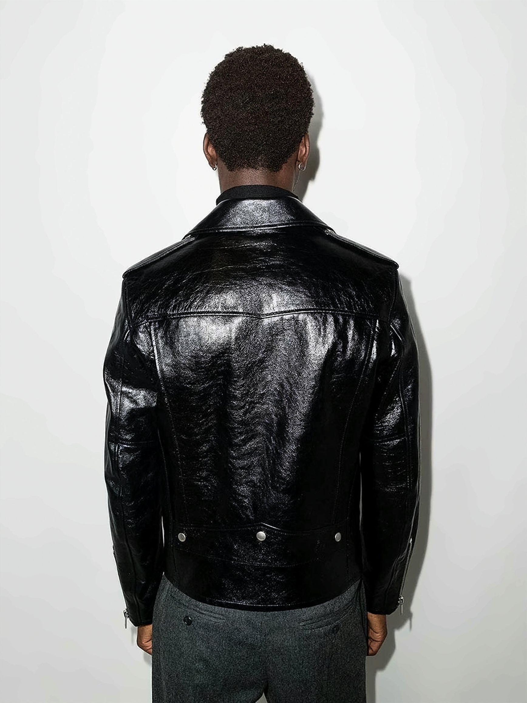Black Asymmetrical Zipper Leather Jacket