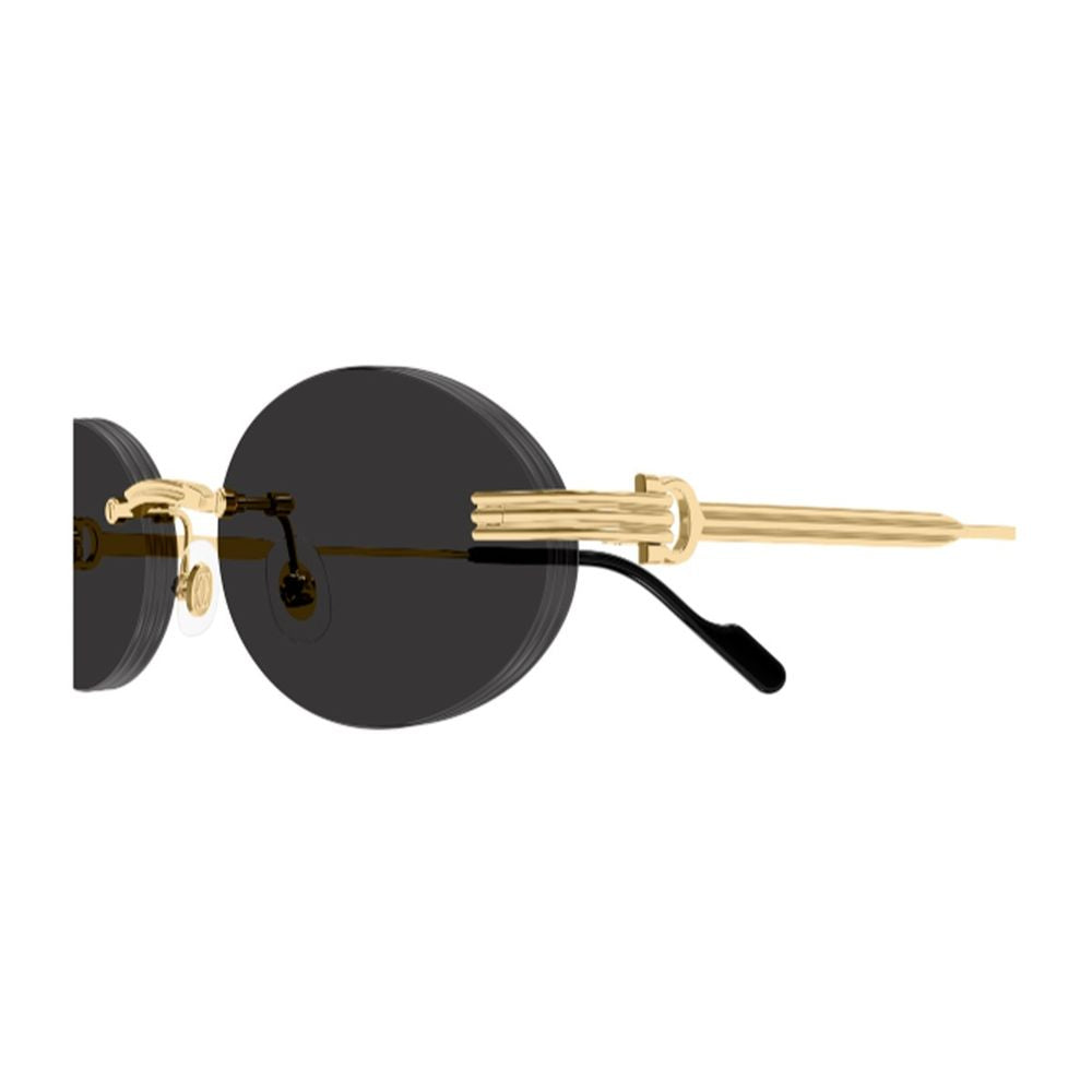 Rimless Gold-Tone Metal Oval Sunglasses With Godron Detail
