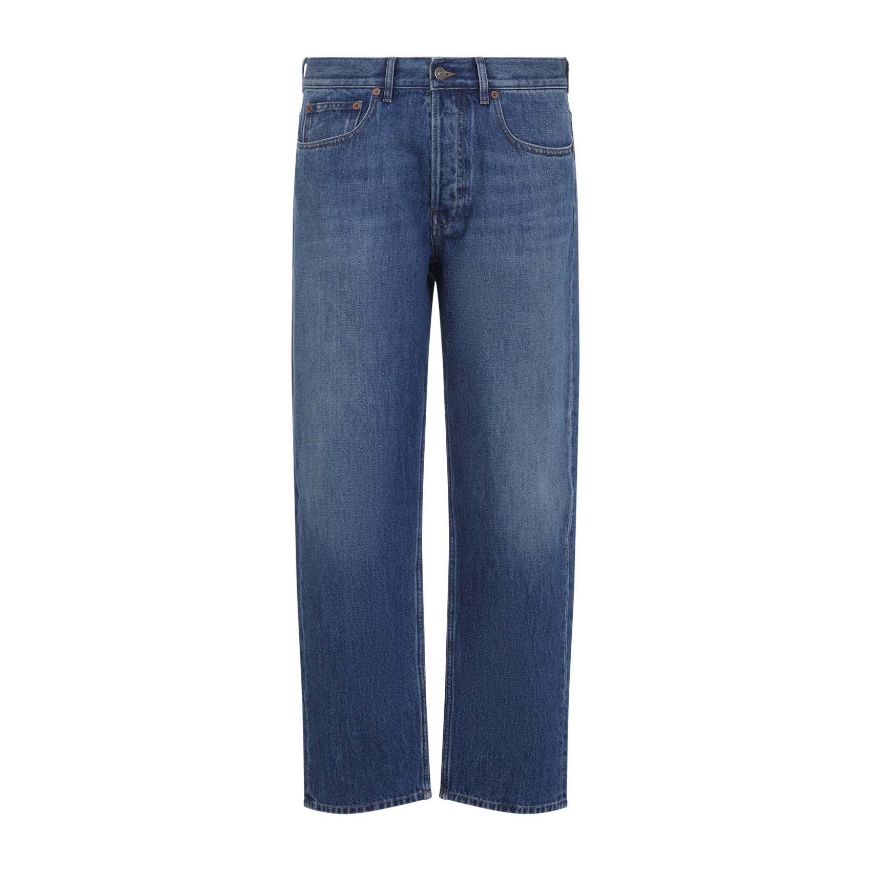 Classic Straight-Leg Denim Jeans with Traditional Five-Pocket Design