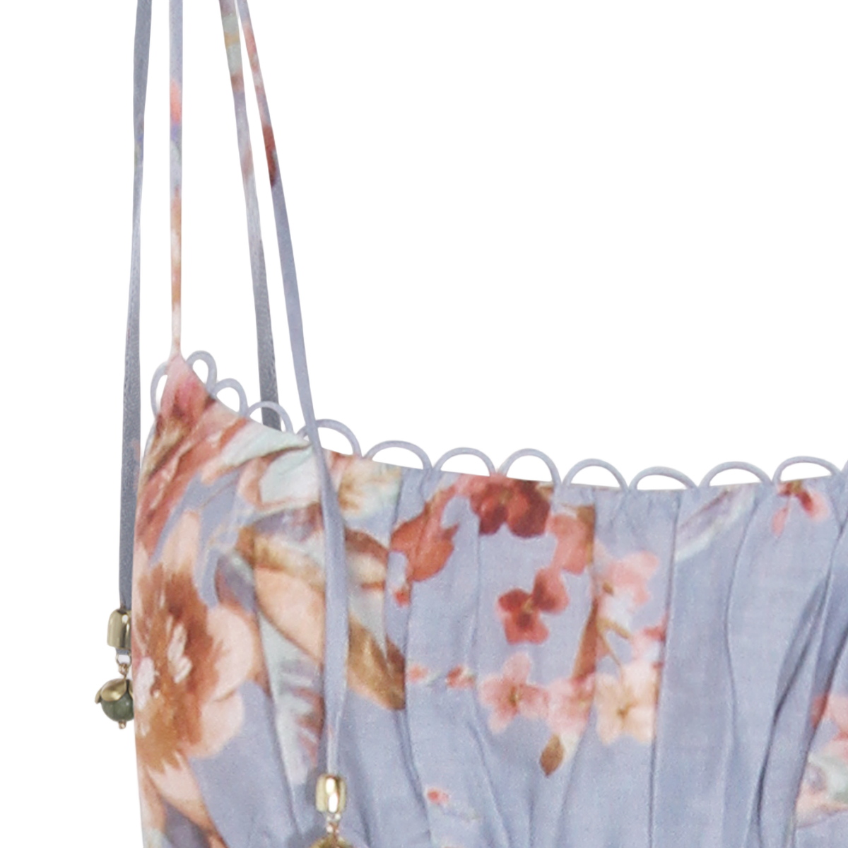 Floral Pattern Blue Midi Dress