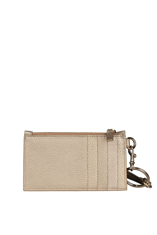 Gold Grained Leather Card Holder