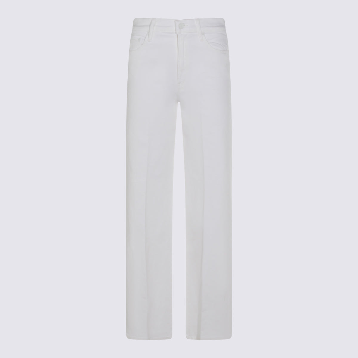 High-Waist Cotton Jeans with Straight Leg Design
