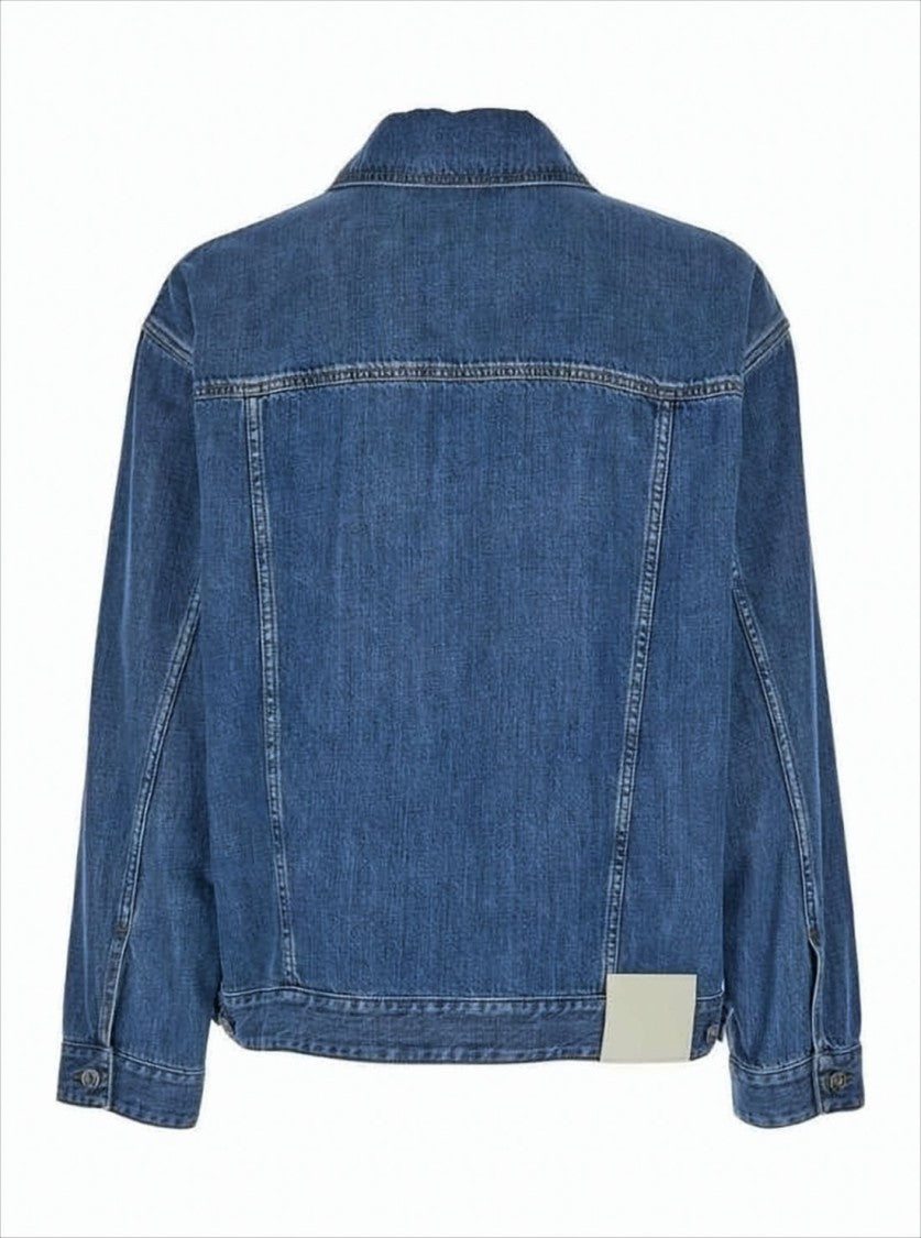 Classic Denim Jacket with Button-Up Front and Flap Pockets