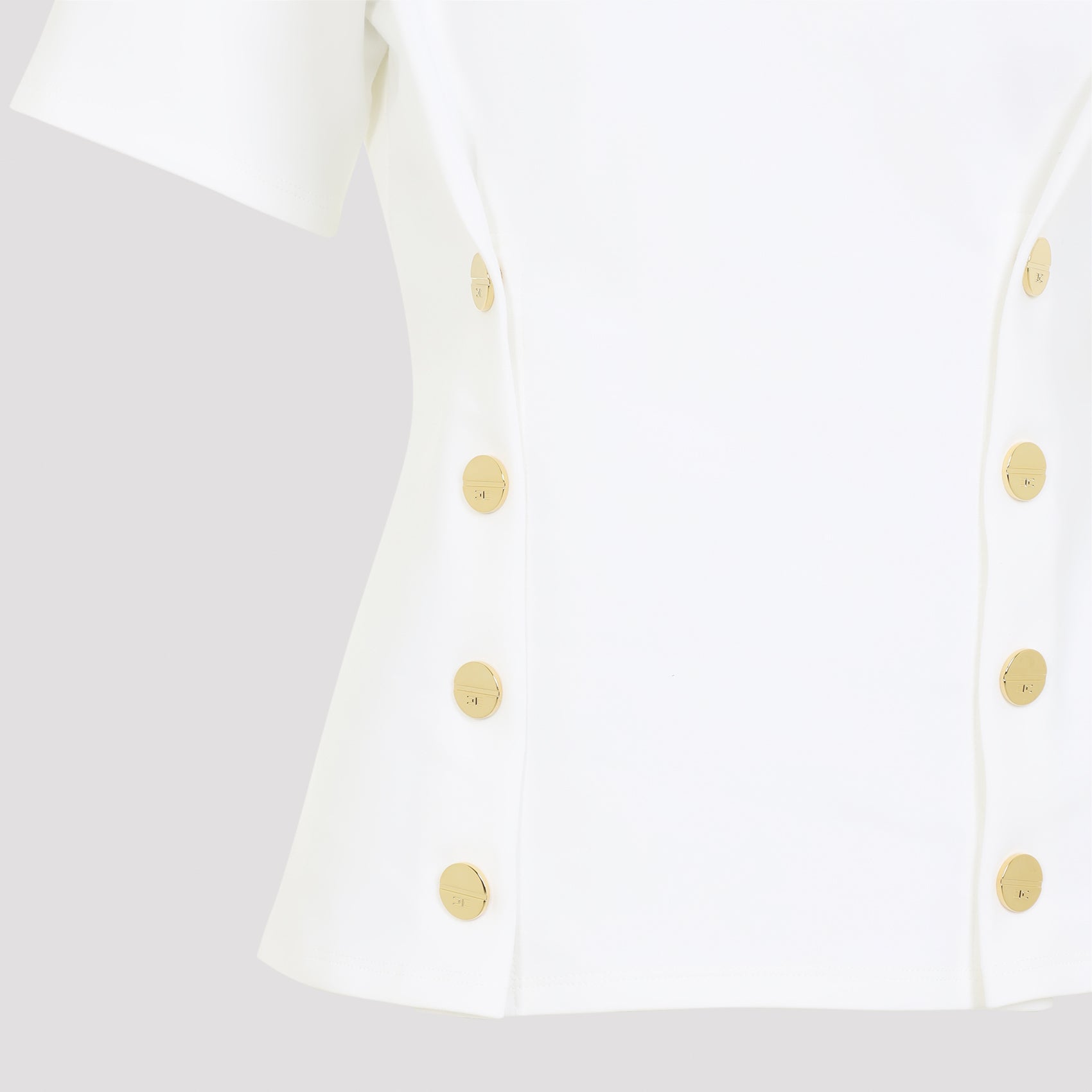 Fitted Short-Sleeve Top With Vertical Seam Detailing