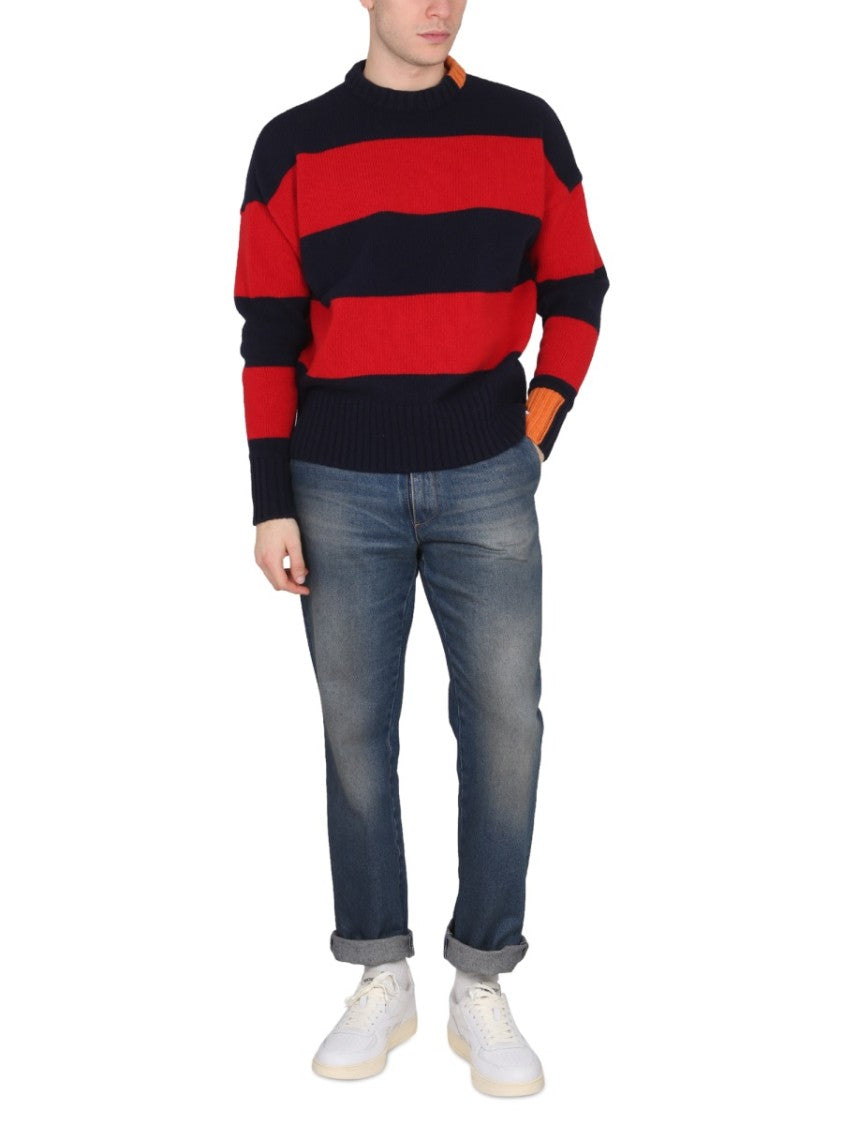 Cross-Neck Rugby Shirt With Horizontal Stripes