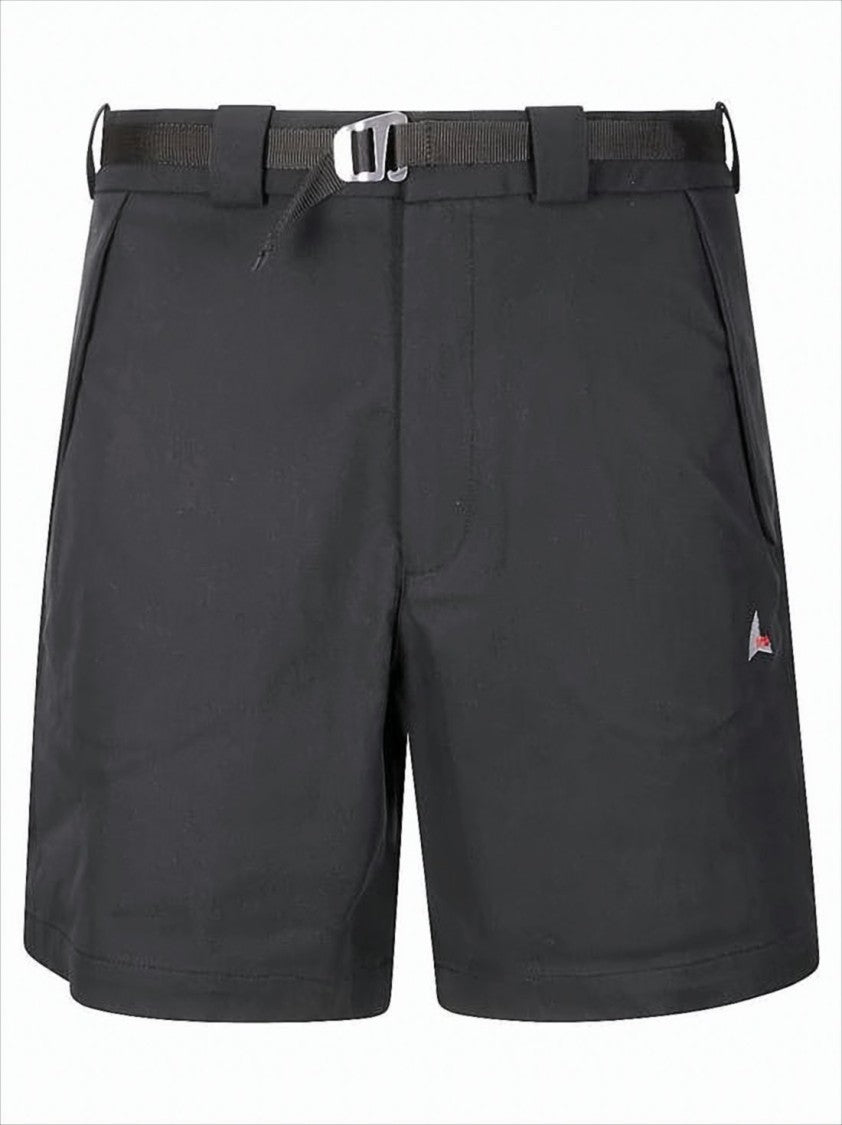Tailored Black Shorts With Built-In Belt