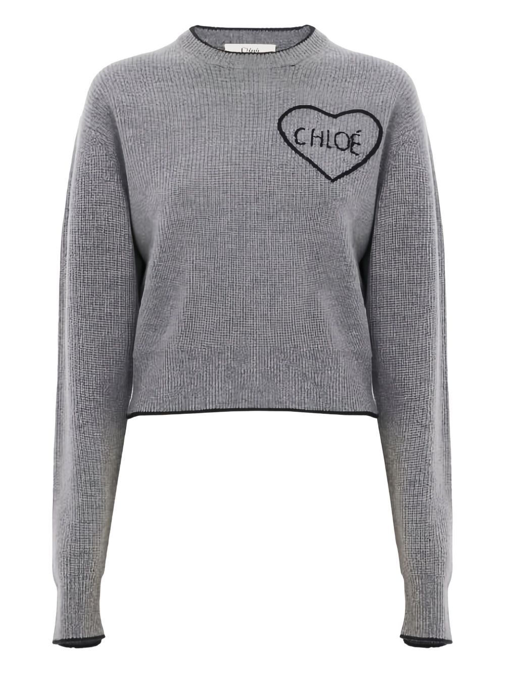 Ribbed Knit Sweater With Heart-Shaped Patch Detail