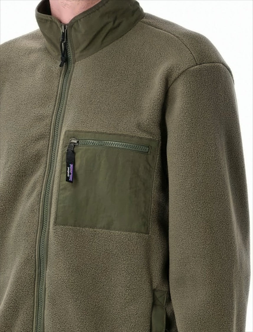 Textured Fleece Jacket with Smooth Fabric Chest Pocket