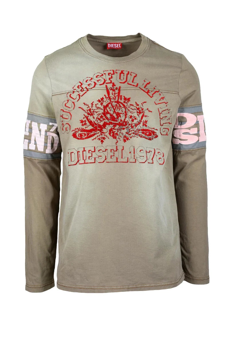 Long-Sleeve T-Shirt with Contrasting Sleeve Bands