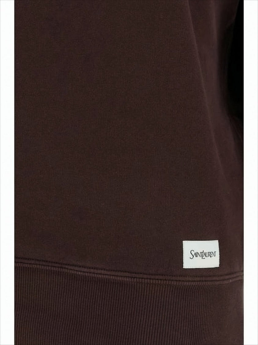 Relaxed-Fit Brown Long-Sleeve Top with Crew Neckline