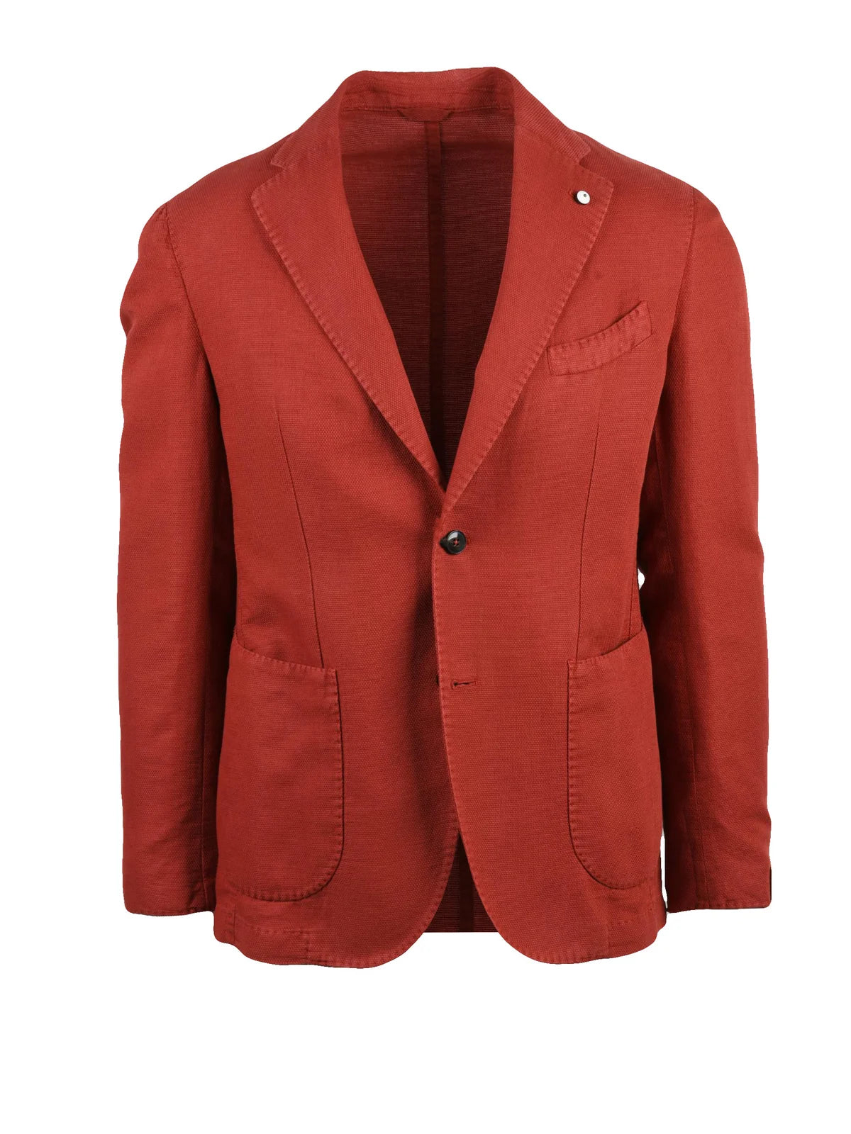 Red Linen Cotton Rounded Jacket