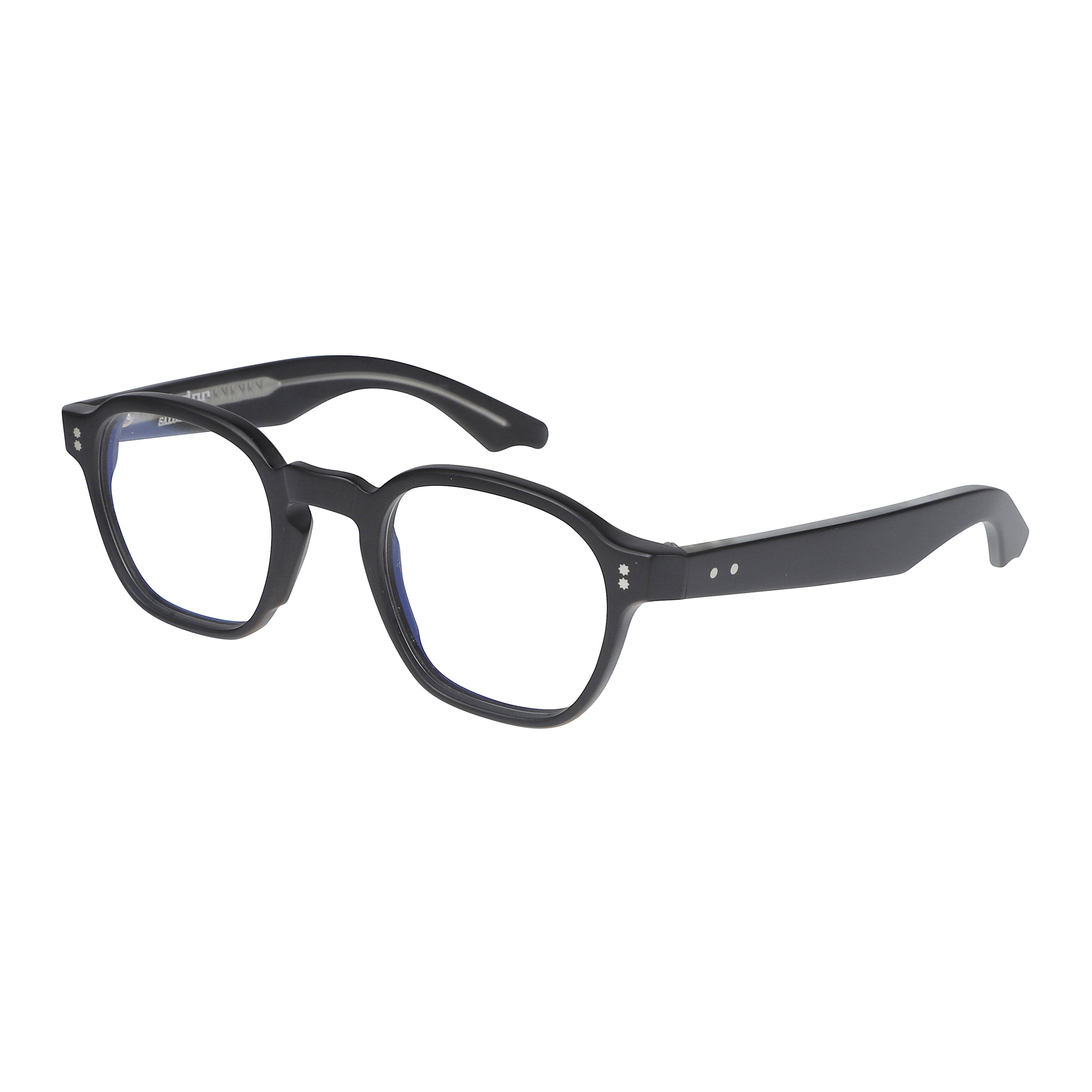 K-Master Square-Frame Eyeglasses with Subtle Silver Rivets