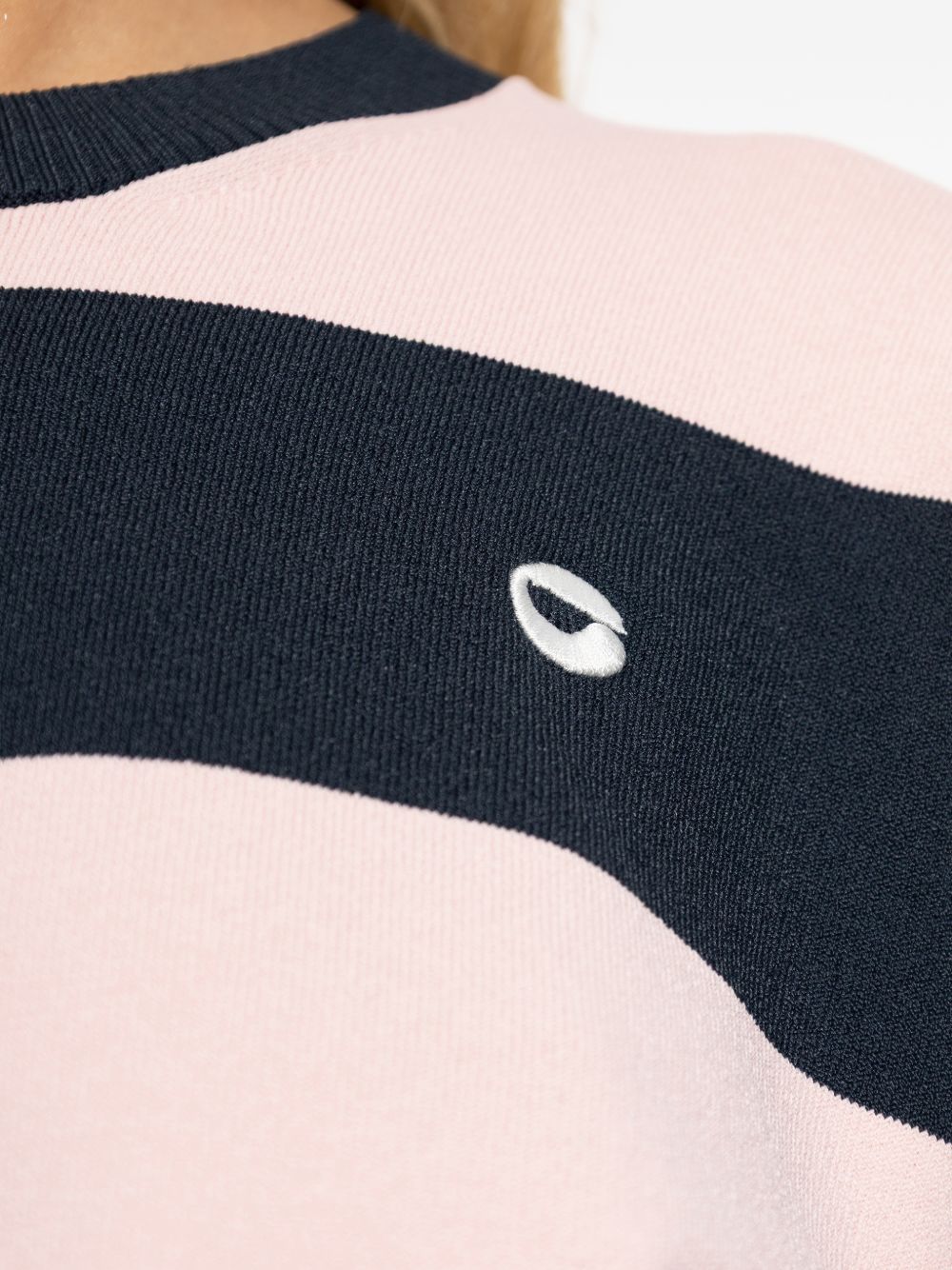 Wide Striped Long-Sleeved Top With Logo Detail