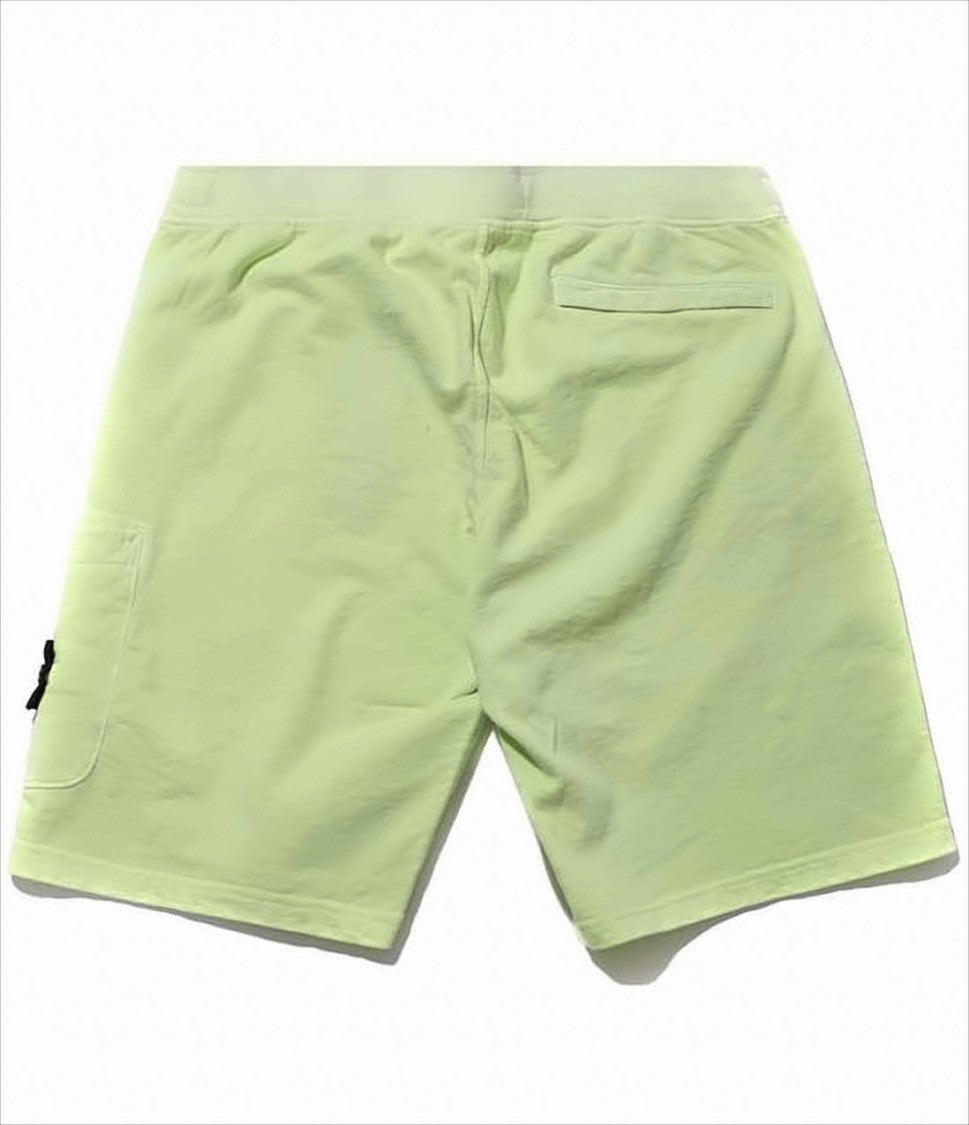Relaxed Fit Green Cotton Shorts