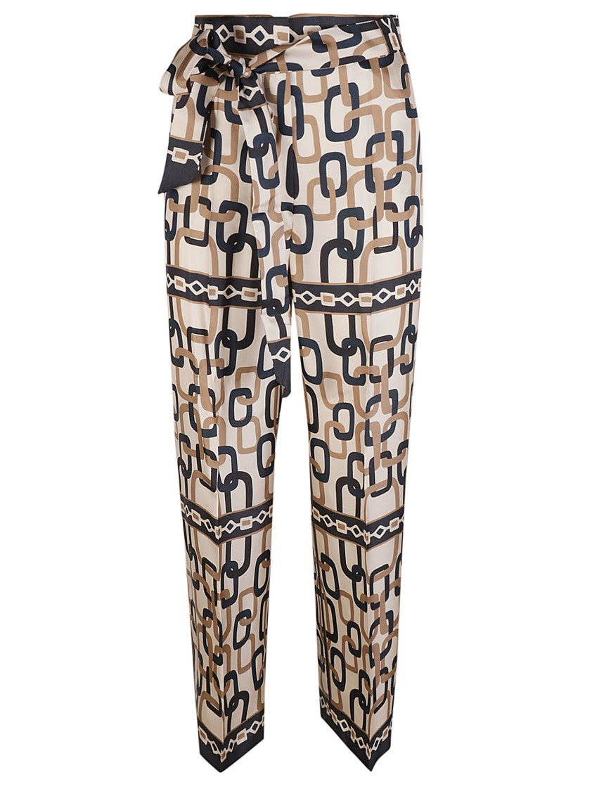 Wide-Leg Trousers With Chain Link Pattern