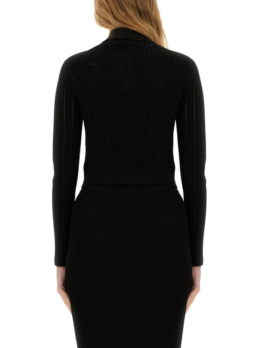 Fitted Black Knitted Cardigan