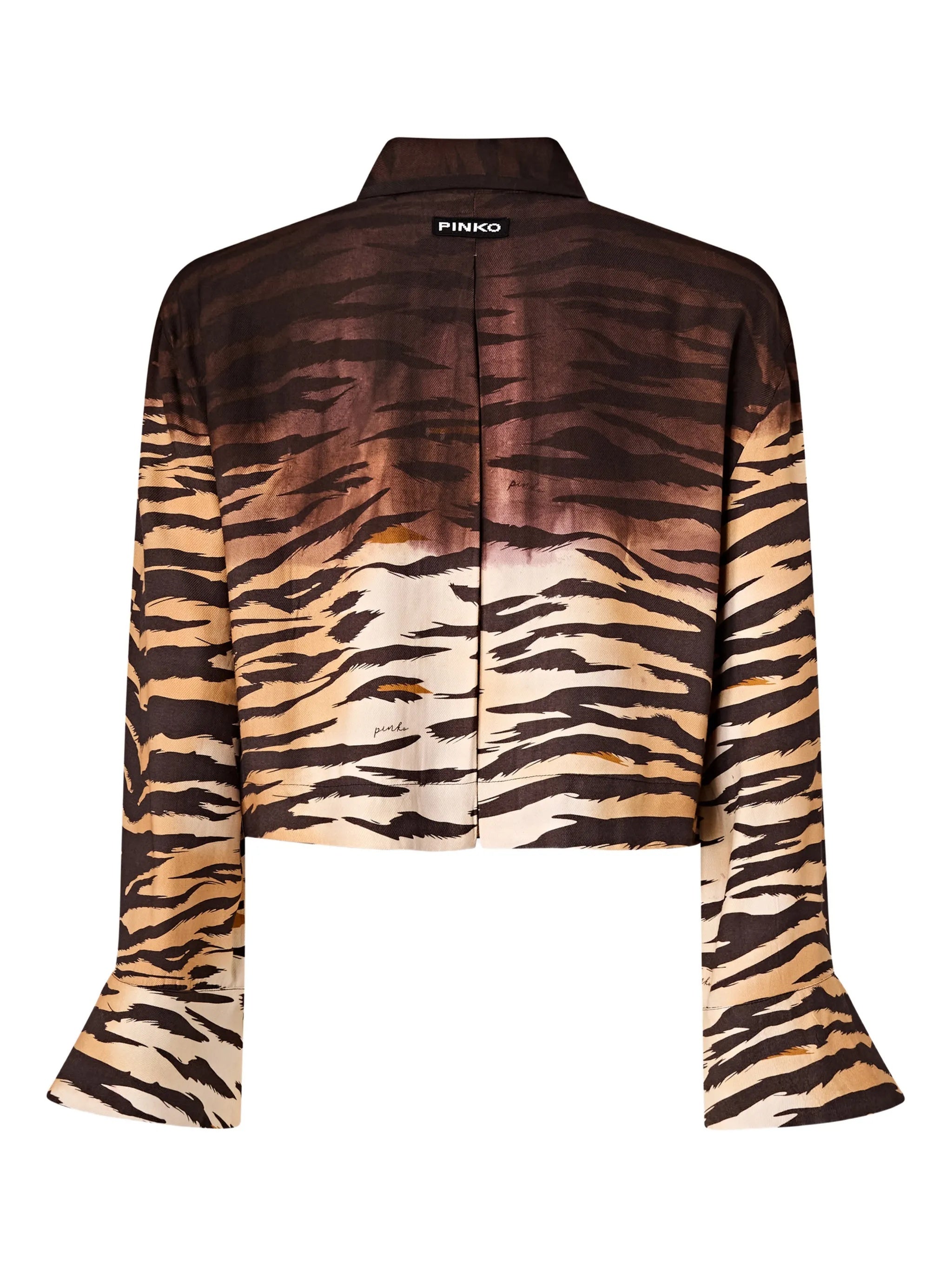 Brown Cordelia Cropped Tiger-Stripe Print Shirt