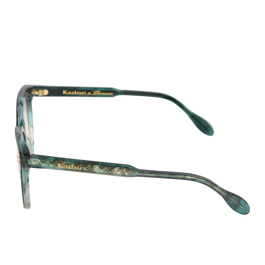 Nikla Glamour Translucent Green Cat-Eye Sunglasses with Gold Accents