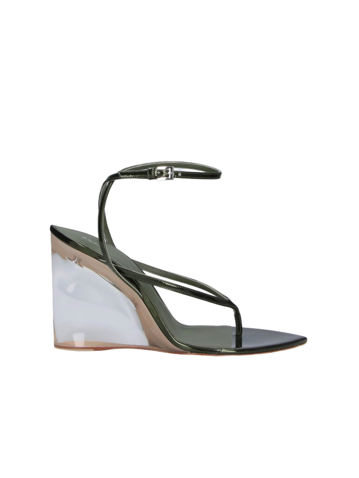 Black Pointed Toe Transparent Wedge Sandals