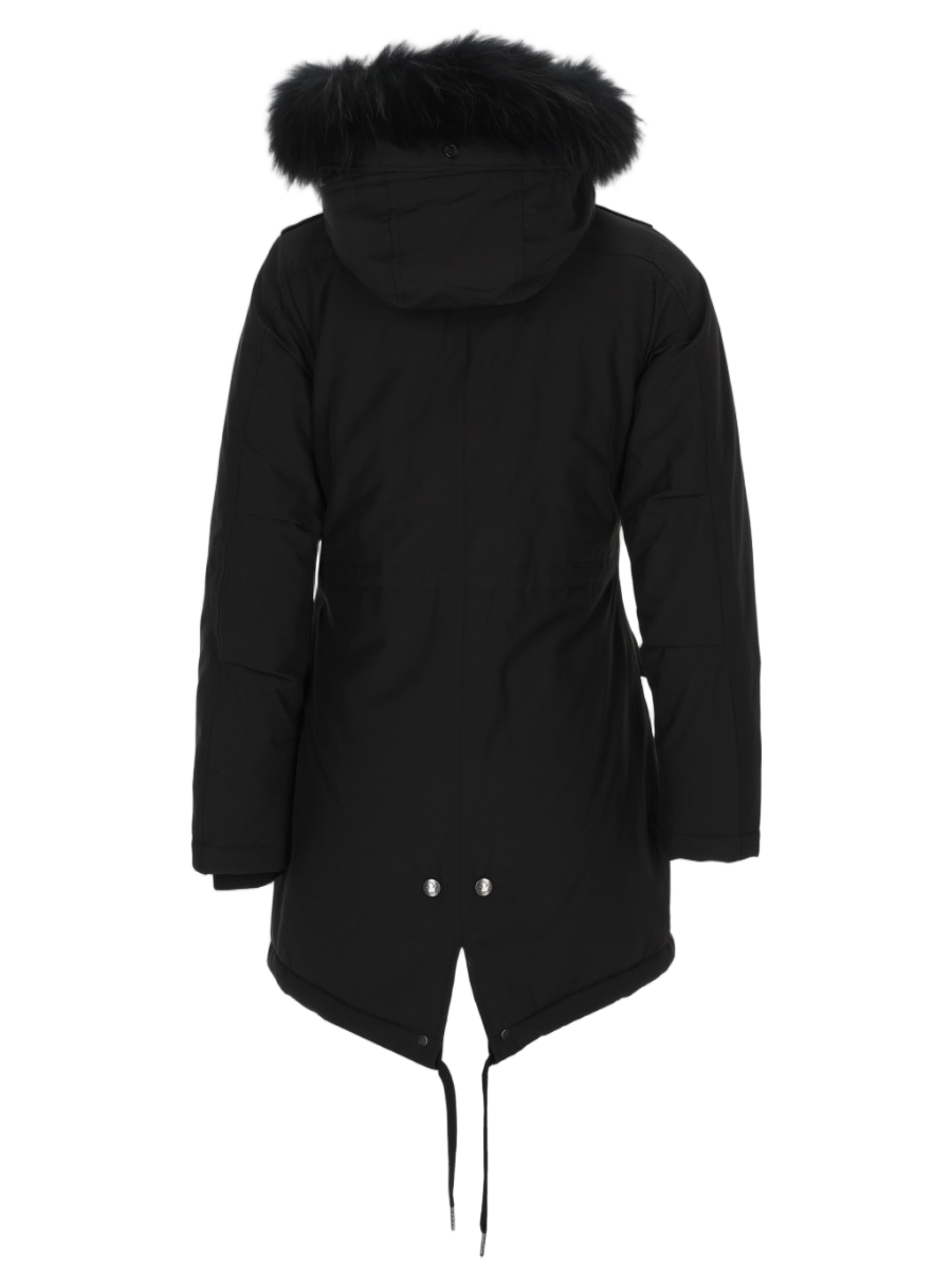 Hooded Black Jacket With Plush Faux Fur Trim