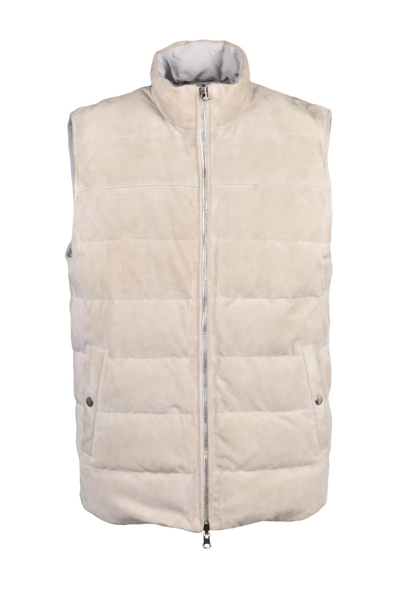 Leather Gilet - Beige