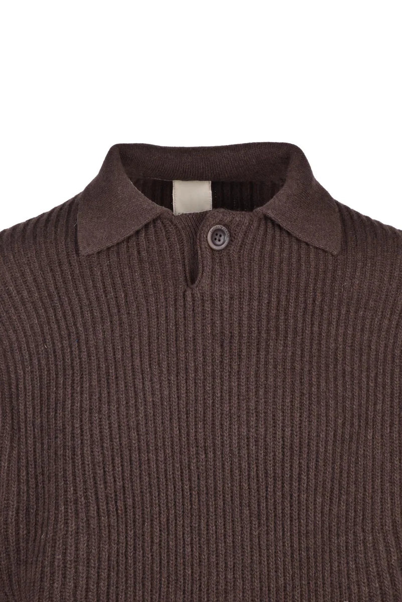 Ribbed Knit Brown Sweater