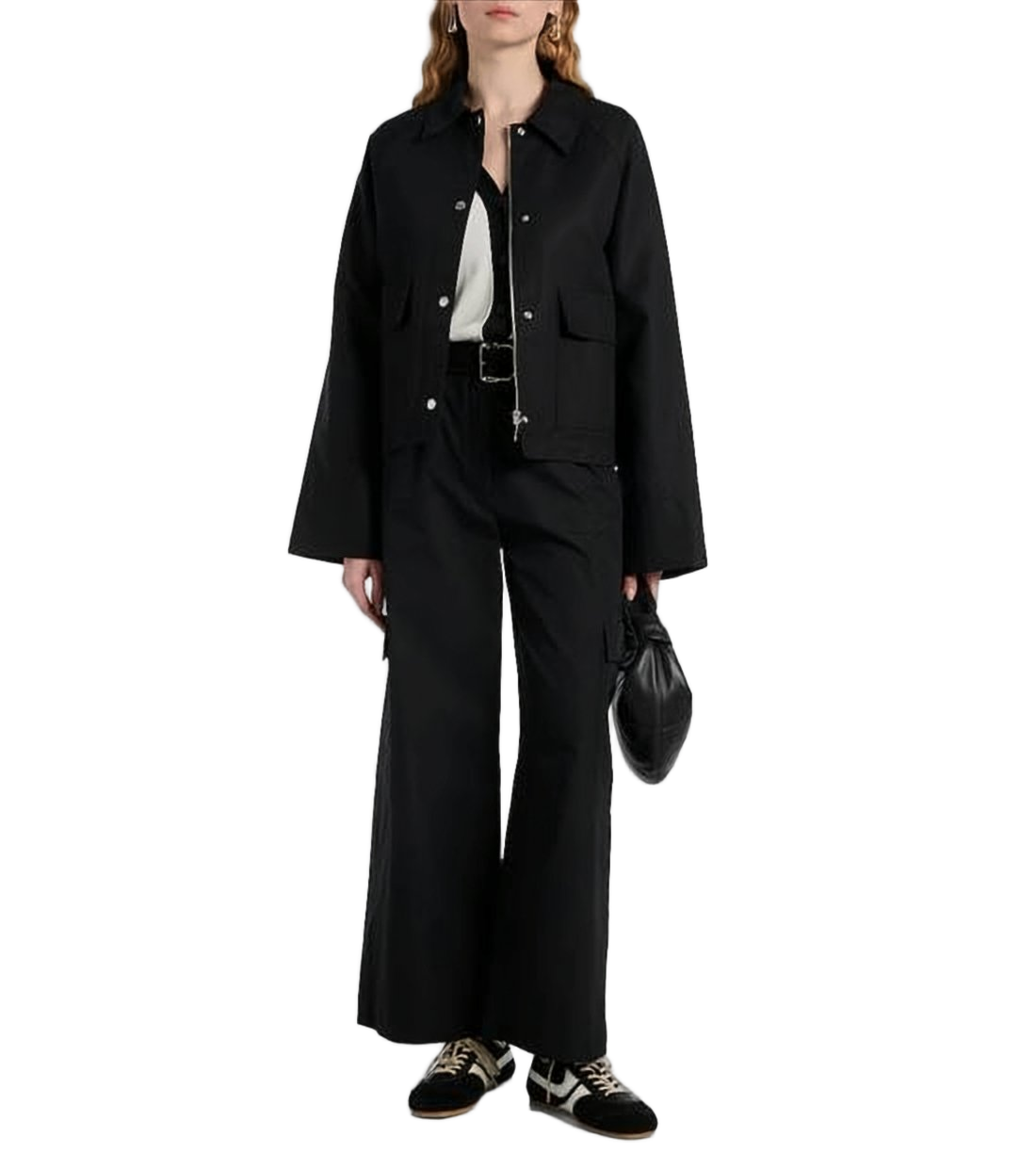 High-Waisted Black Straight-Leg Pants