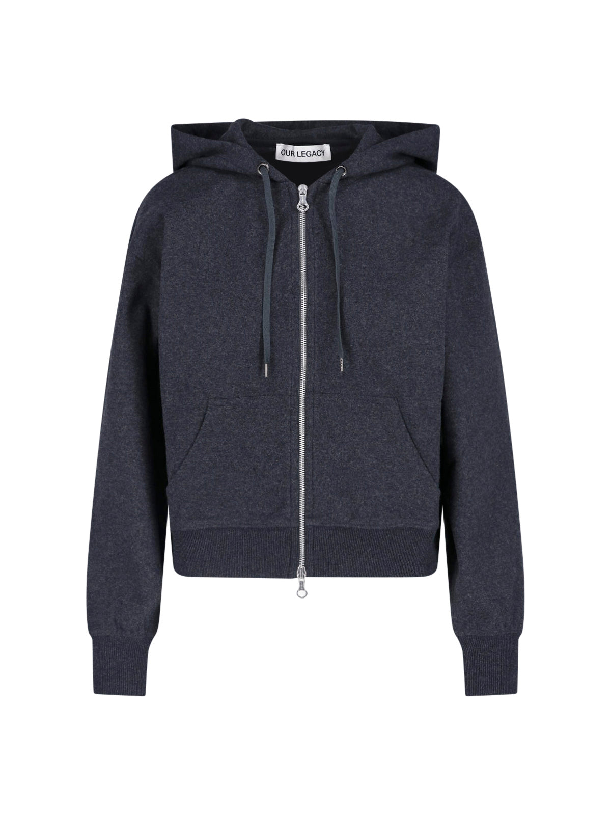 Dark Heathered Zip-Up Cropped Hoodie