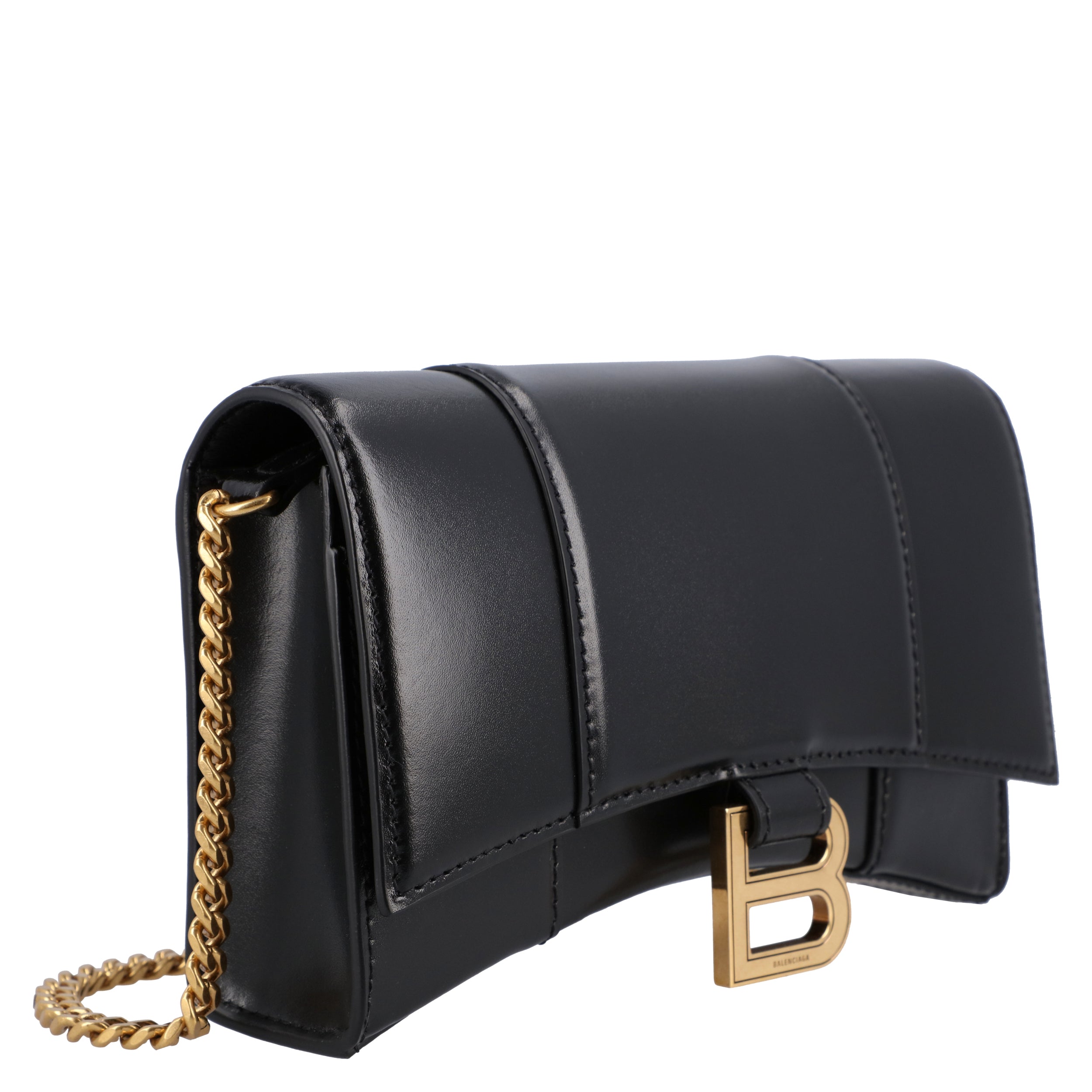 Hourglass Wallet On Chain Box In Black