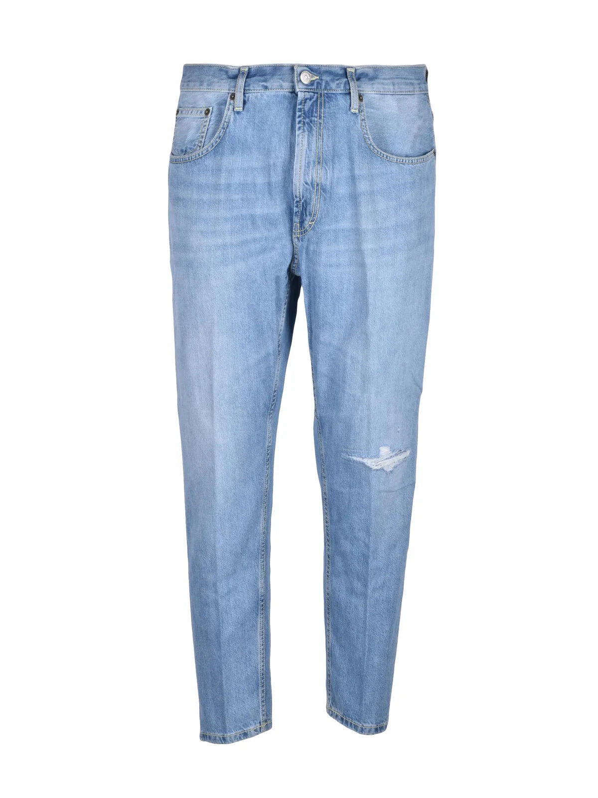 Light Blue Jago Carrot Fit Cotton Jeans