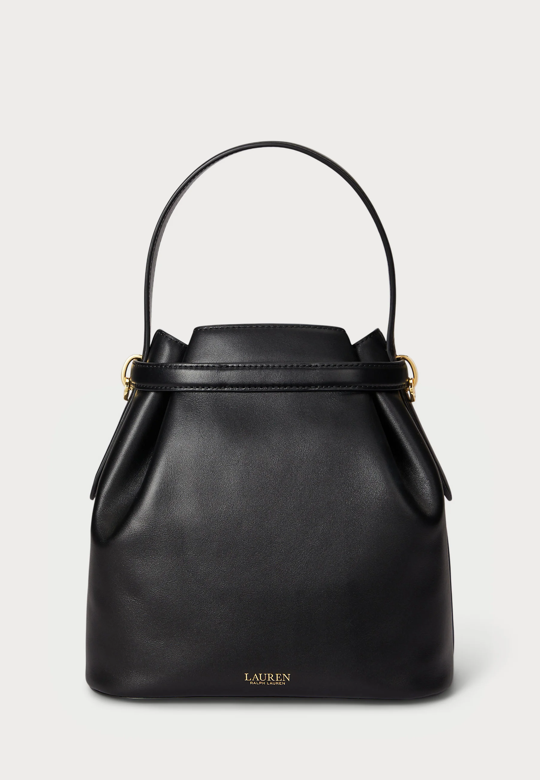 Black Smooth Leather Bucket Bag