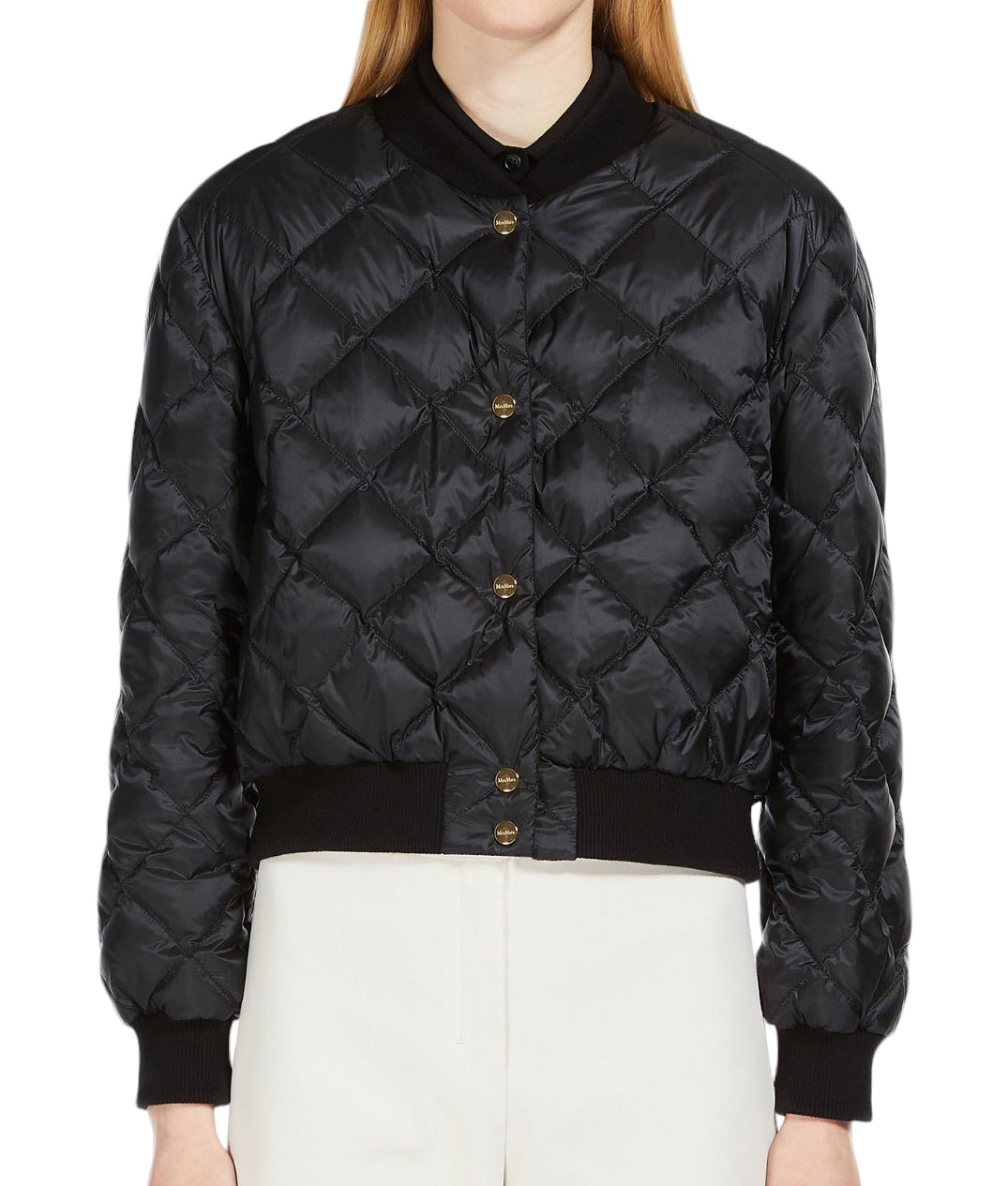 Diamond-Stitched Padded Jacket with Ribbed Textures