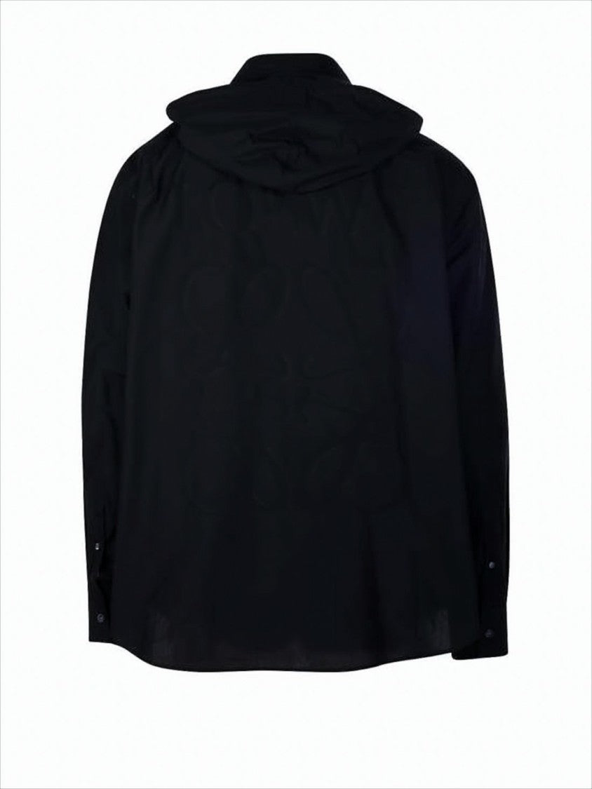 Relaxed-Fit Black Cotton Jacket with Hood