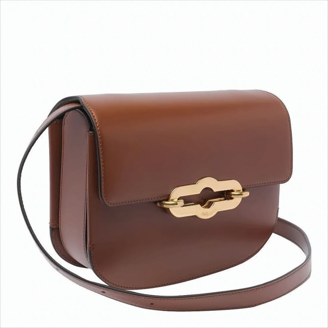 Structured Calf Leather Crossbody Bag with Gold-tone Clasp