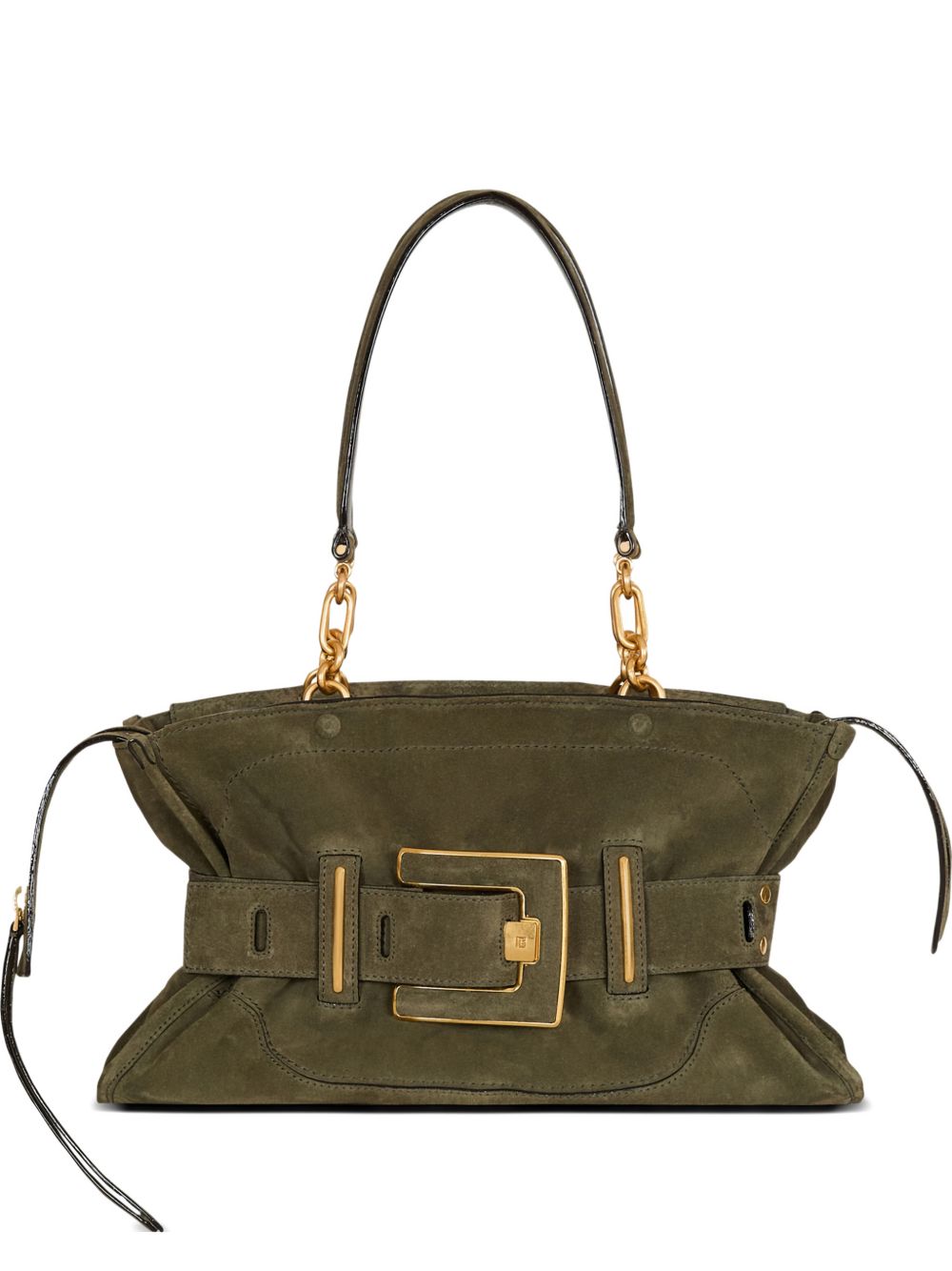 Structured Green Calf Suede Bag