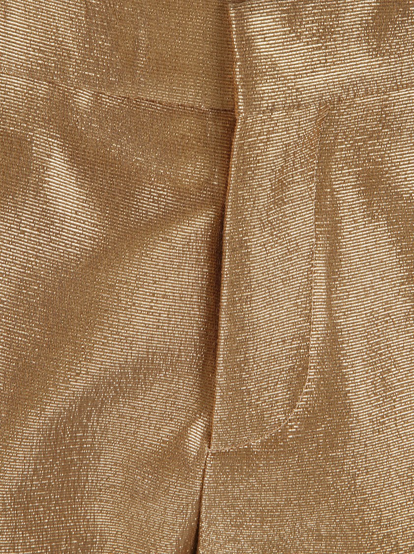 Textured Golden Shorts With Tailored Design