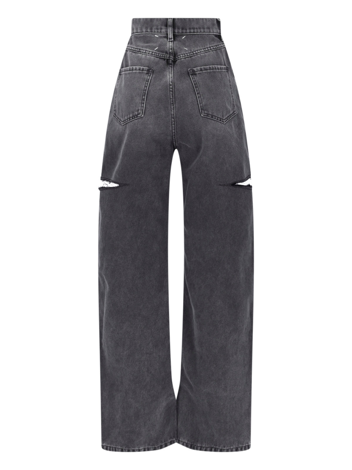 High-Waisted Black Denim Cut-Out Jeans