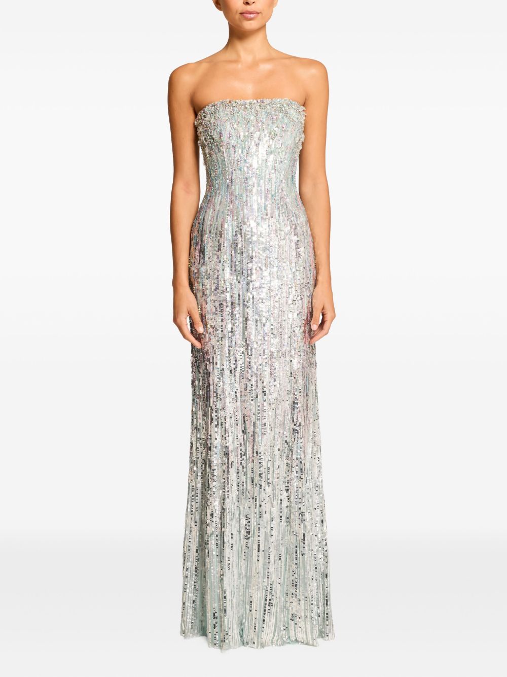 Floor-Length Strapless Gown With All-Over Sequins