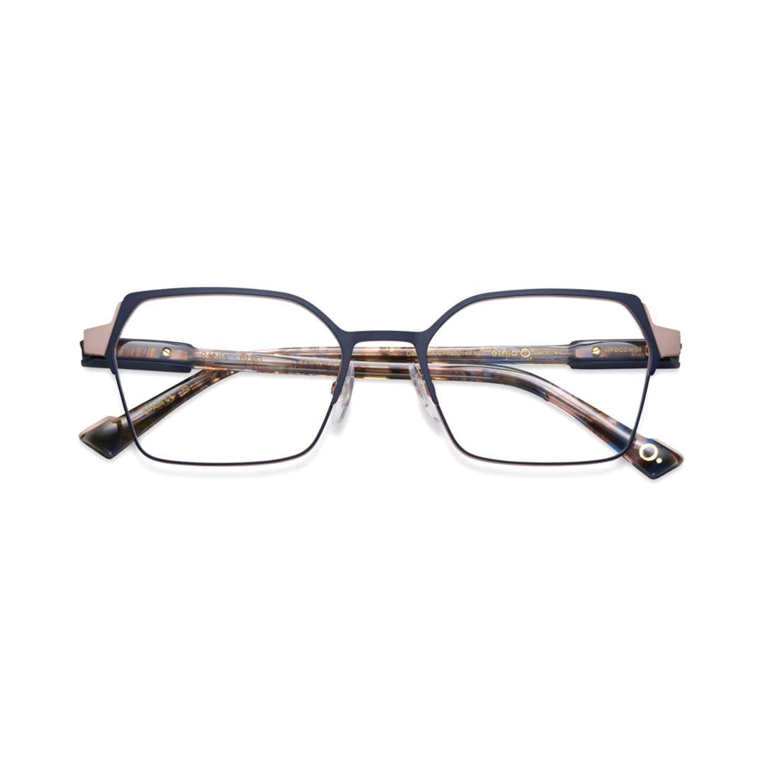 Rania Geometric Metal Eyeglasses with Tortoiseshell Temples