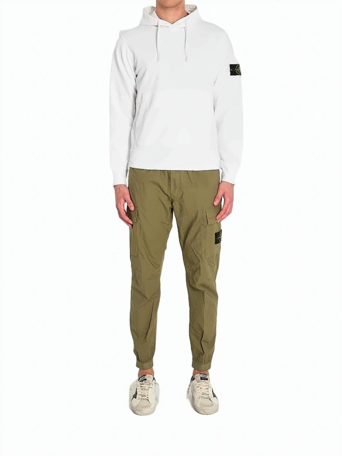 White Cotton Hoodie with Signature Patch