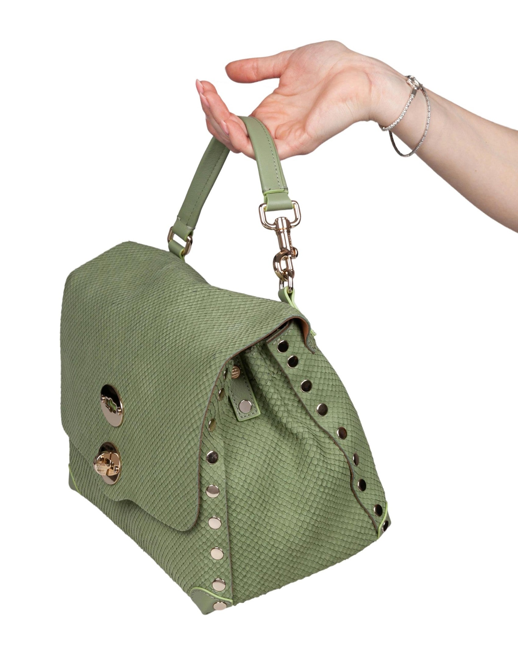 Amoretto S Handbag In Green Leather