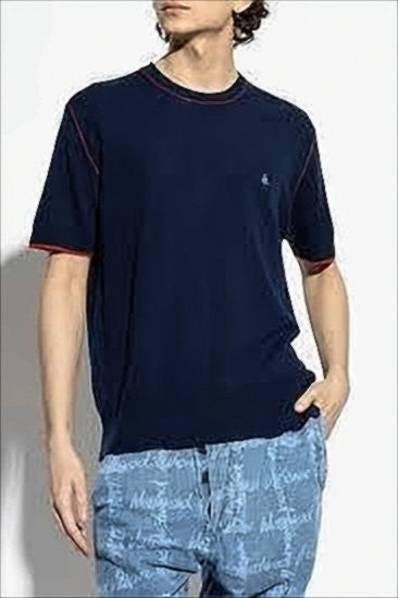 Short-Sleeve Sweater in Merino Wool and Cashmere Blend